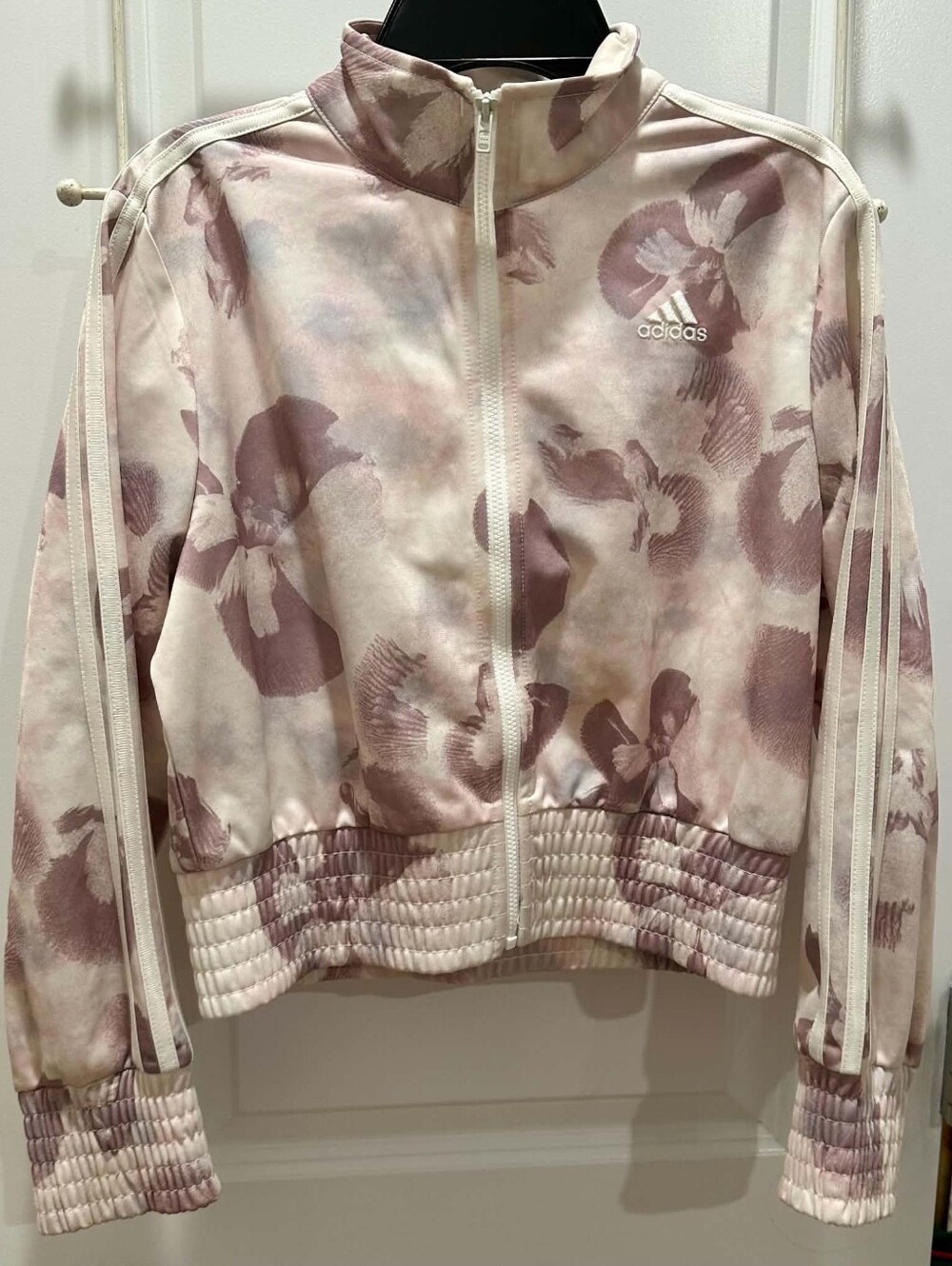 adidas Girls' Pink Floral Zip-Front Track Jacket
